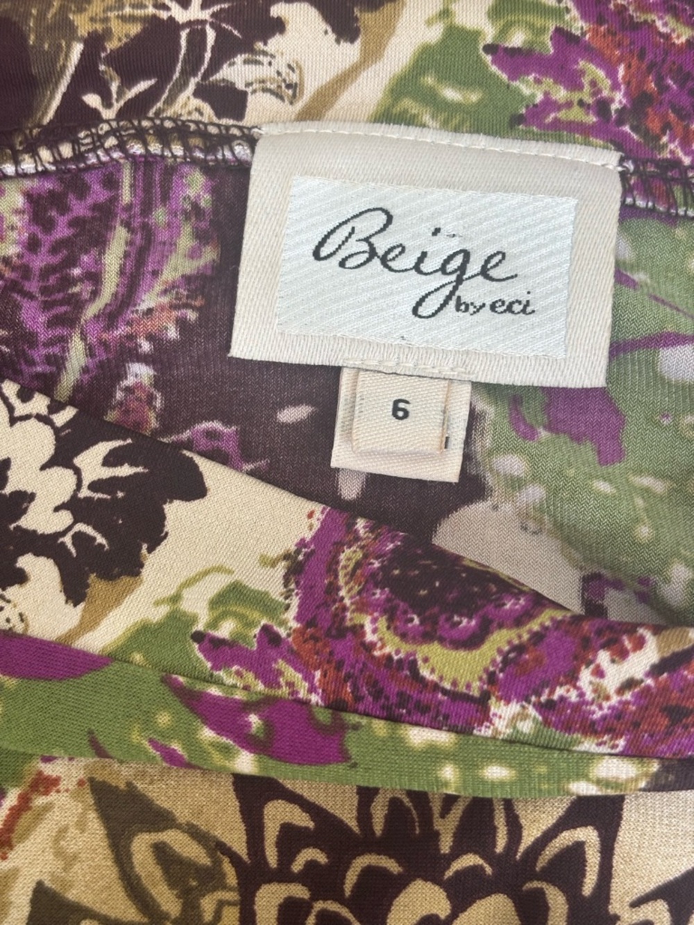 Beige by eci Floral Paisley Print Dress Purple, Green, Cream, Black Women’s 6 - Picture 6 of 9